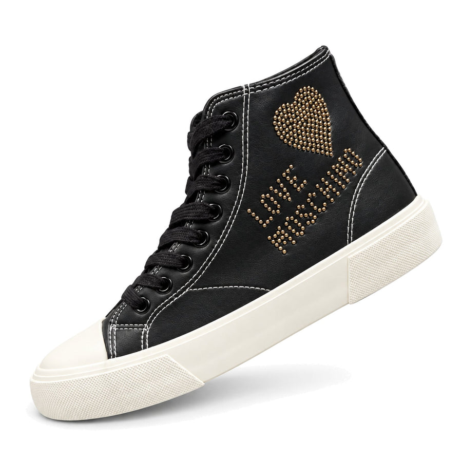 Zapatillas Love Moschino negras de caña alta con tachas, vista lateral