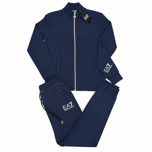 Conjunto EA7 azul marino con logo en la manga — vista frontal
