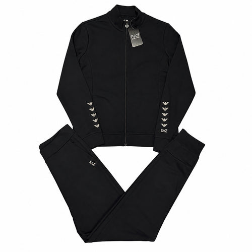 Conjunto EA7 negro con águilas en las mangas — vista frontal