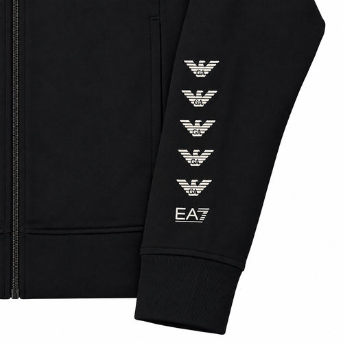 Conjunto EA7 negro con águilas en las mangas — detalle: águilas de las mangas
