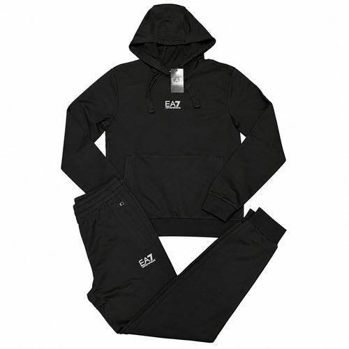 Conjunto EA7 negro con logo blanco pequeño — vista frontal