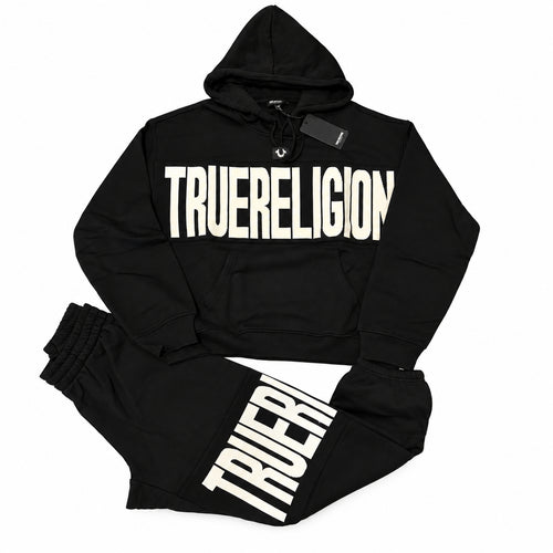 Conjunto True Religion negro con letras blancas — vista frontal