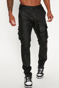 Jeans Fashion Nova negro cargo para hombre, vista frontal