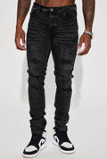 Jeans Fashion Nova negro efecto desgastado para hombre, vista frontal