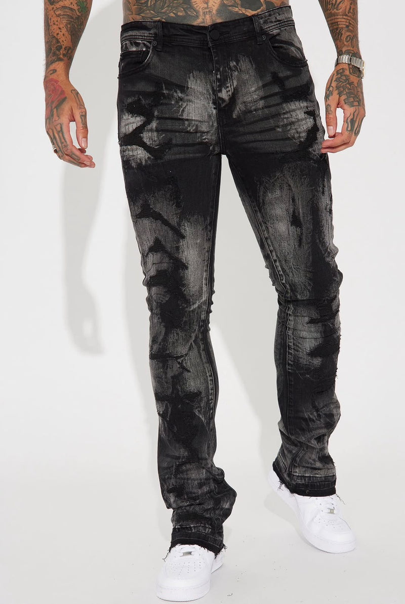 Jeans Fashion Nova negro efecto lavado para hombre, vista frontal