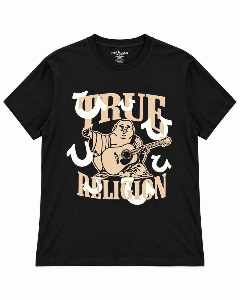 Polera True Religion Buddha Guitar negra, vista frontal