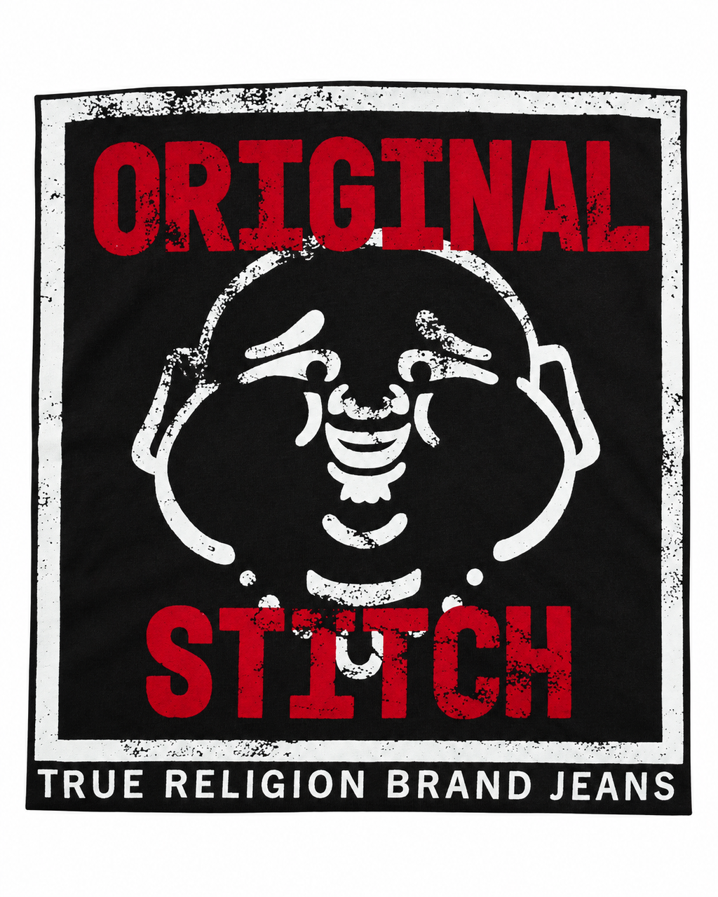 Detalle estampado Polera True Religion Original Stitch negra