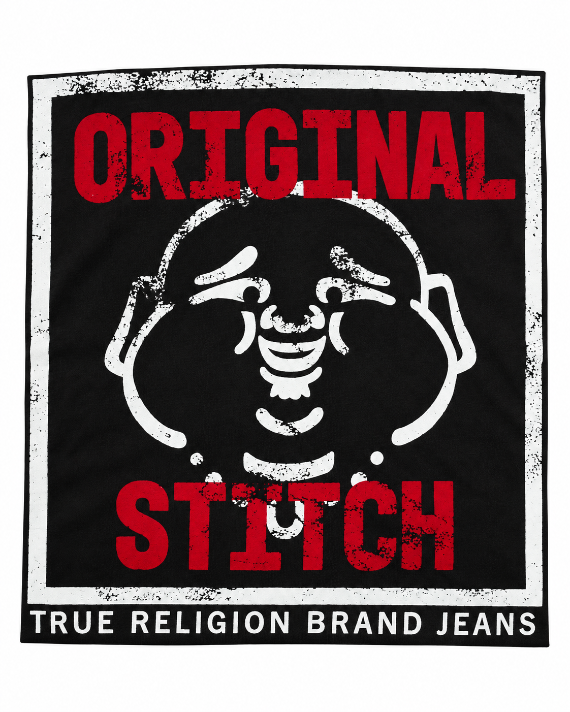 Detalle estampado Polera True Religion Original Stitch negra