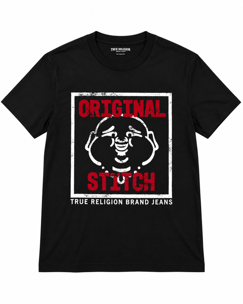 Polera True Religion Original Stitch negra, vista frontal