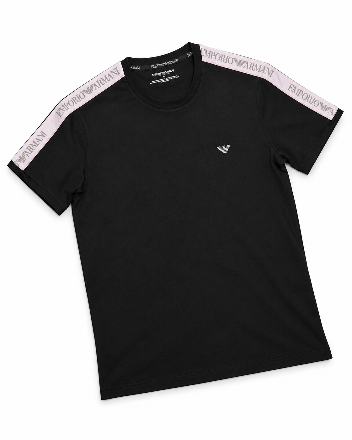 Polera Emporio Armani negra cinta rosa, vista alternativa