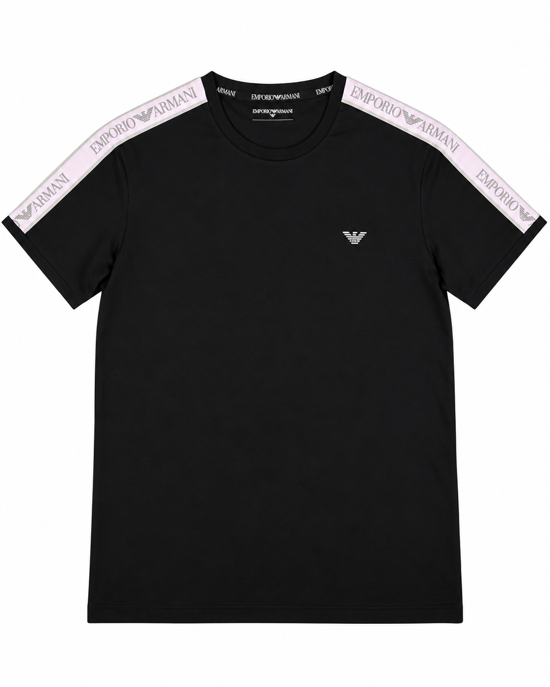 Polera Emporio Armani negra cinta rosa, vista frontal