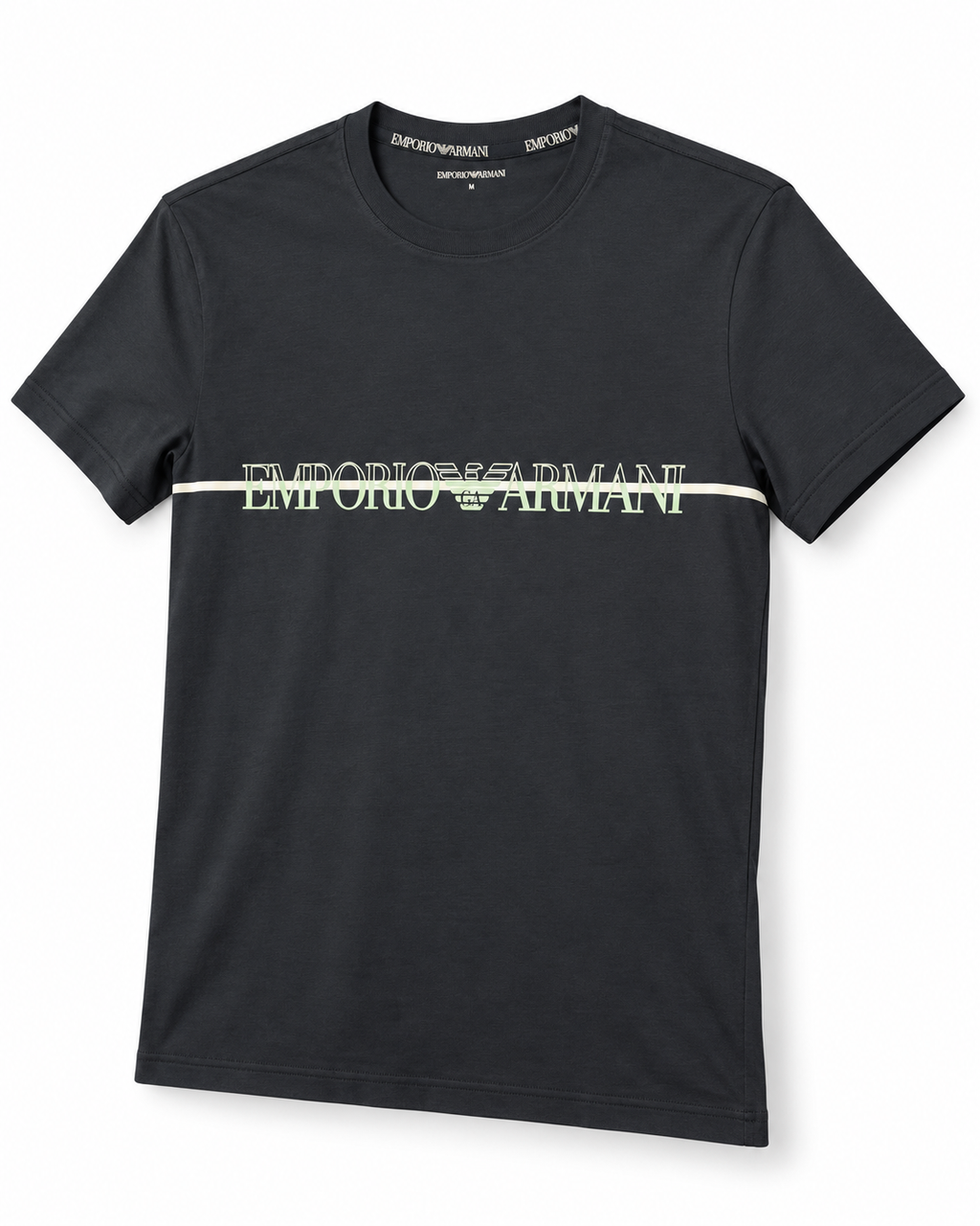 Polera Emporio Armani negra logo lineal, vista alternativa