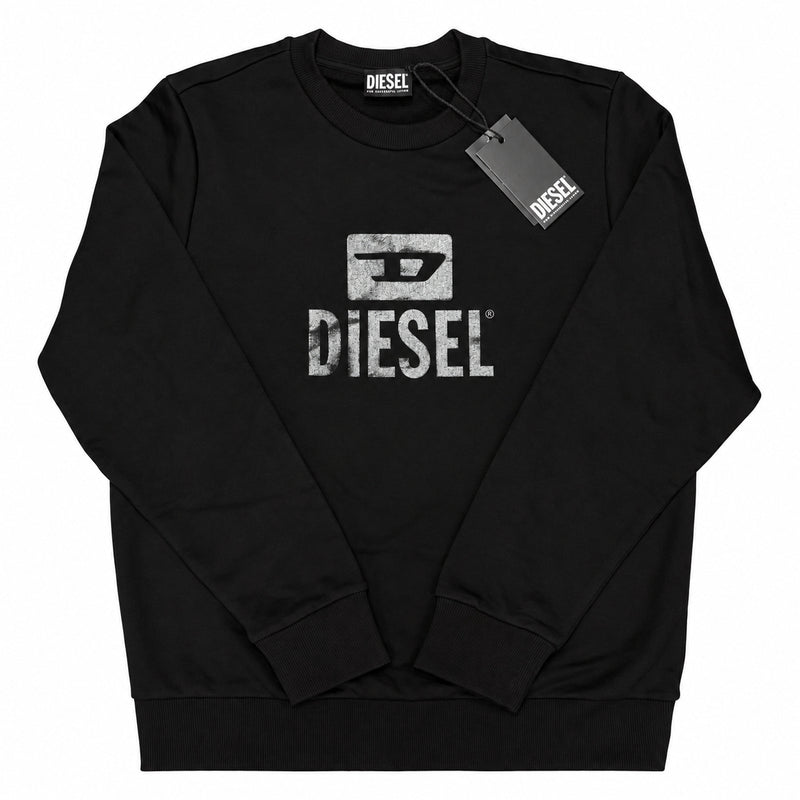 Polerón Diesel negro con logo gris en el pecho — vista frontal