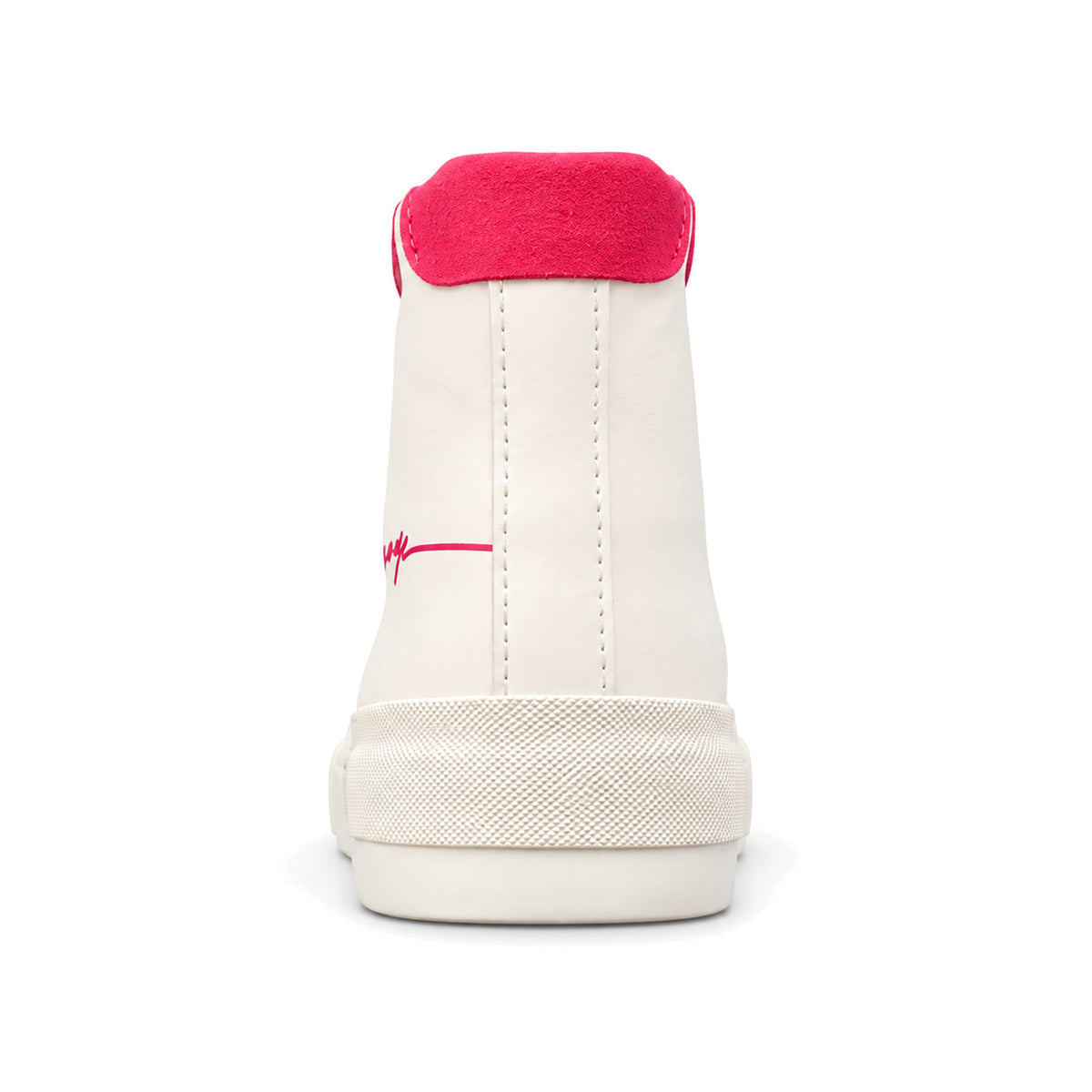 Zapatillas Armani Exchange blancas de caña alta con rosado, vista posterior