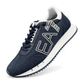 Zapatillas EA7 azul marino con logo lateral, vista lateral