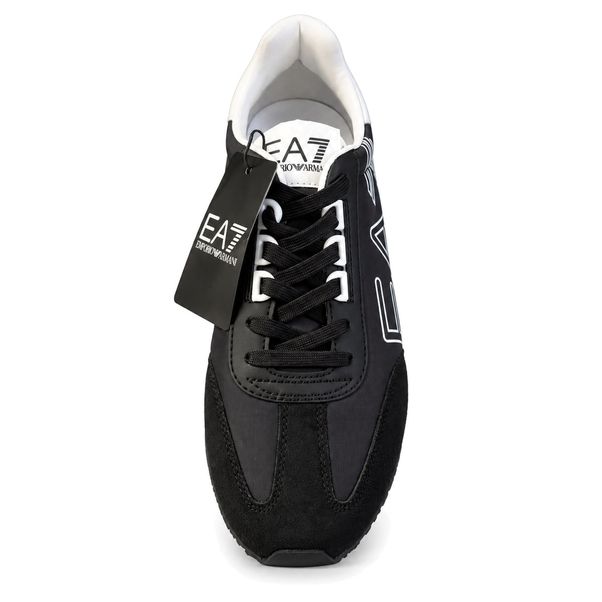 Zapatillas EA7 negras con logo lateral, vista frontal