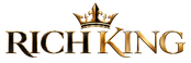 Rich King logo dorado y negro con corona, fondo transparente