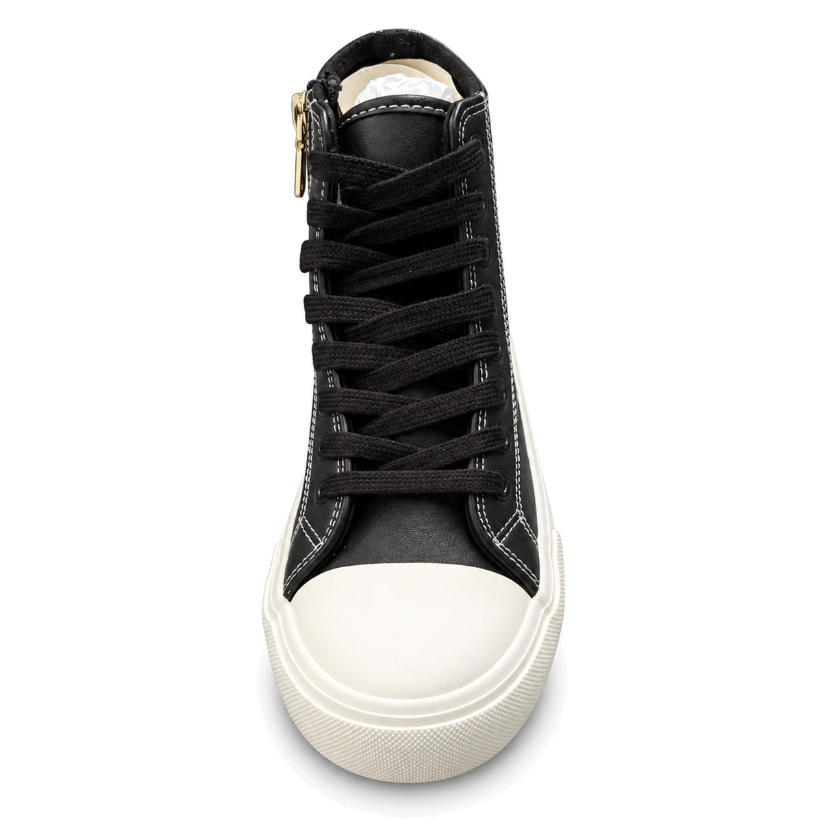 Zapatillas Love Moschino negras de caña alta con tachas, vista frontal