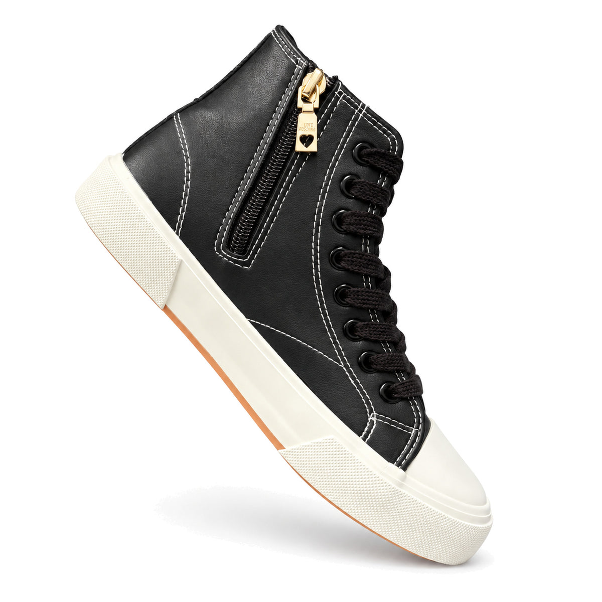 Zapatillas Love Moschino negras de caña alta con tachas, vista posterior