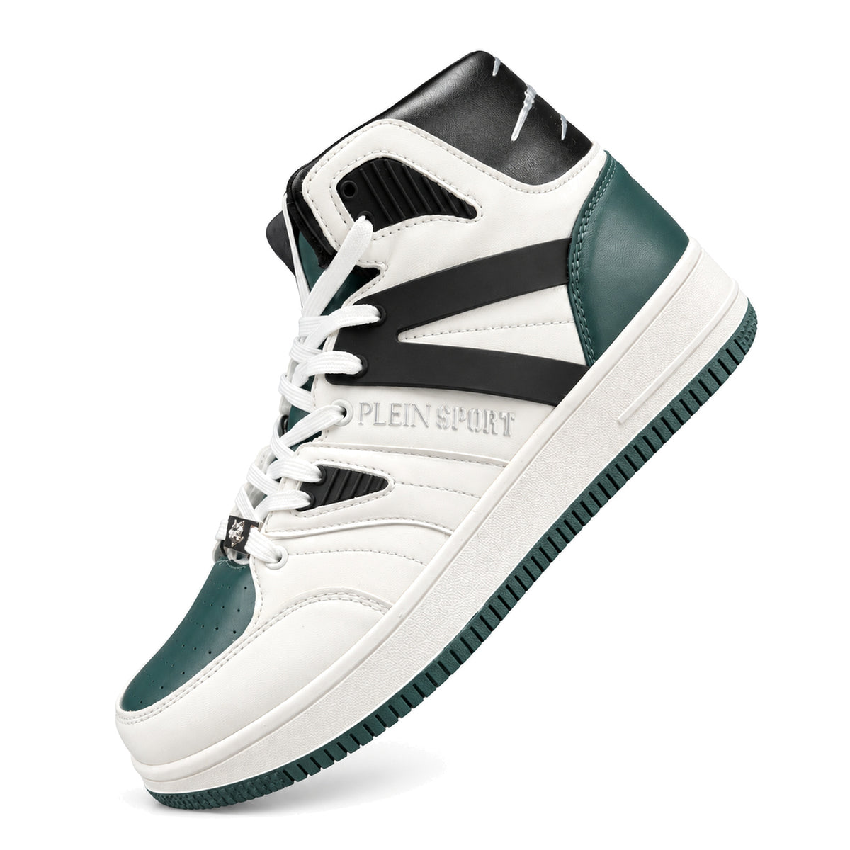 Zapatillas Philipp Plein blancas con verde, vista lateral