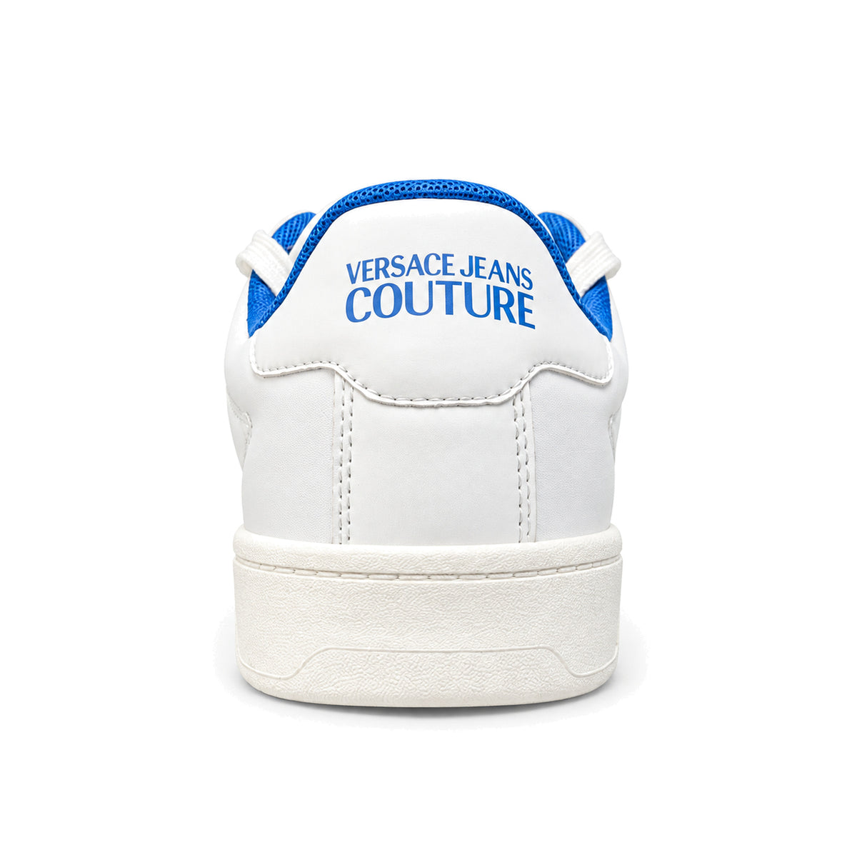 Zapatillas Versace Jeans Couture blancas con logo azul, vista posterior