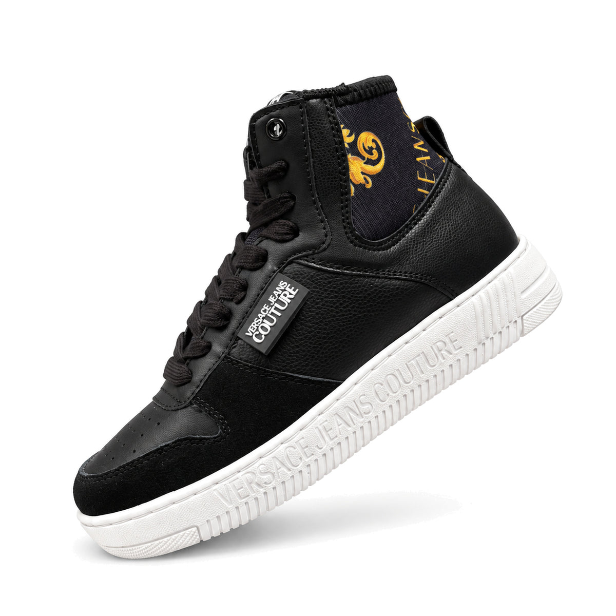 Zapatillas Versace Jeans Couture negras de caña alta, vista lateral
