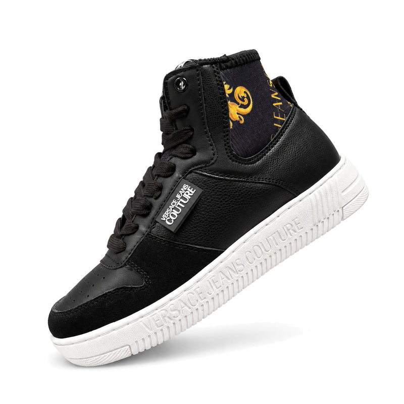 Zapatillas Versace Jeans Couture negras de caña alta, vista lateral